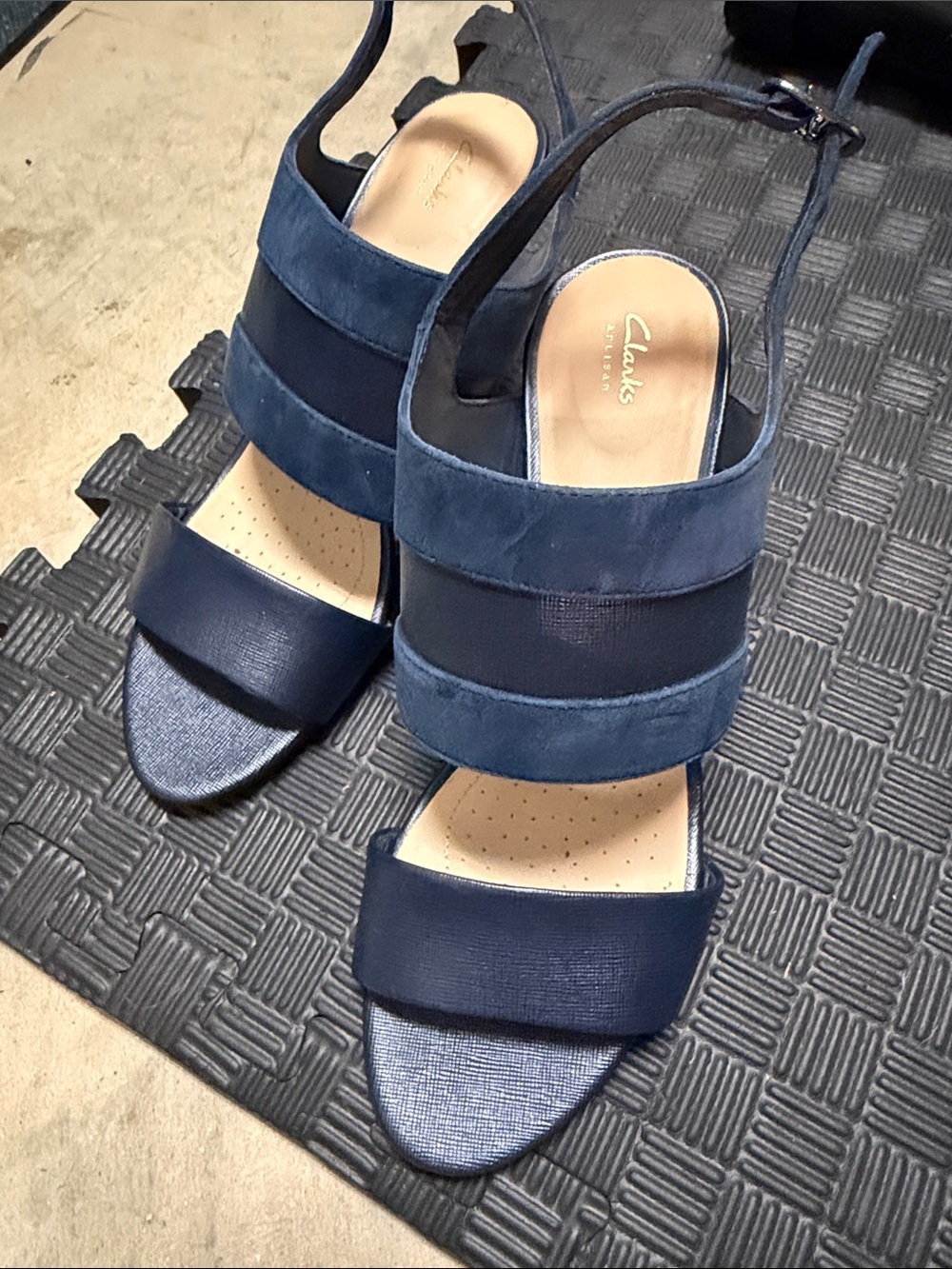 Clarks Women's Navy Blue Suede Slingback Heels